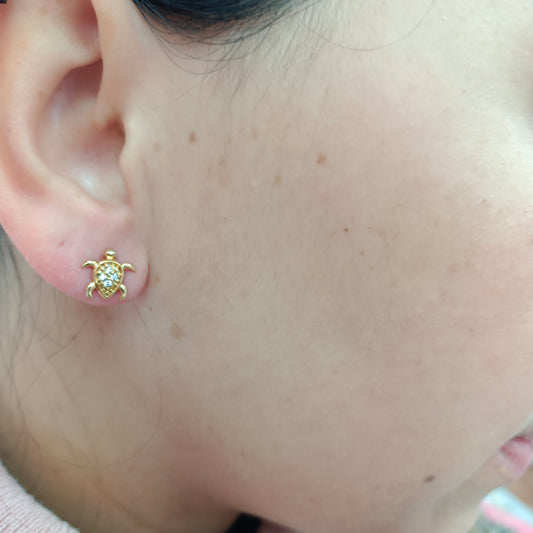 Pendiente Tortuga Con Circonitas Finas Gold.