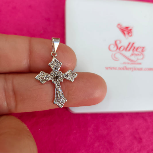 Colgante Cruz Relieve Plata