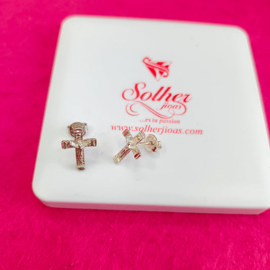 Pendientes Cruz  Cristo Crucificado Plata.