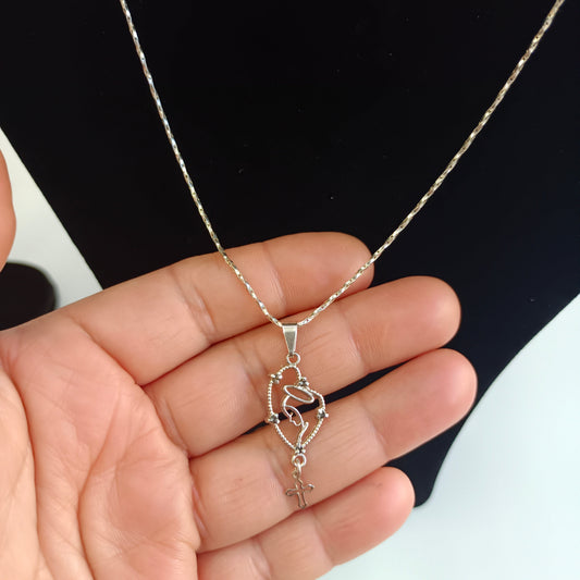 Cadena con Colgante Virgen María con Circonitas Plata.