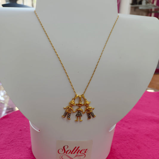 Cadena con Colgantes Tres hijos Personalizados