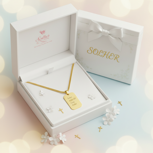 Cadena ⛓️ con colgante rectangular personalizado Gold.