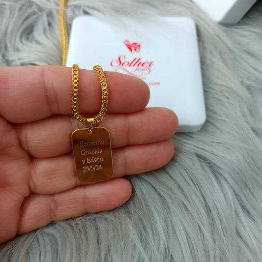 Cadena ⛓️ con colgante rectangular personalizado Gold.