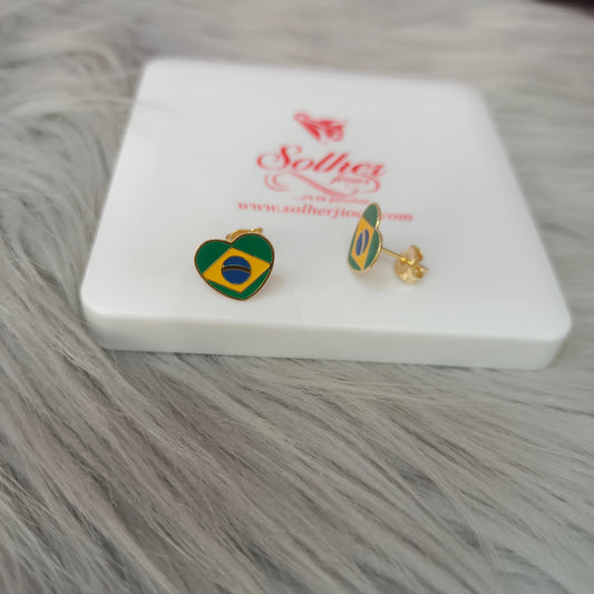 Pendientes corazón Brasil 🇧🇷 Gold.