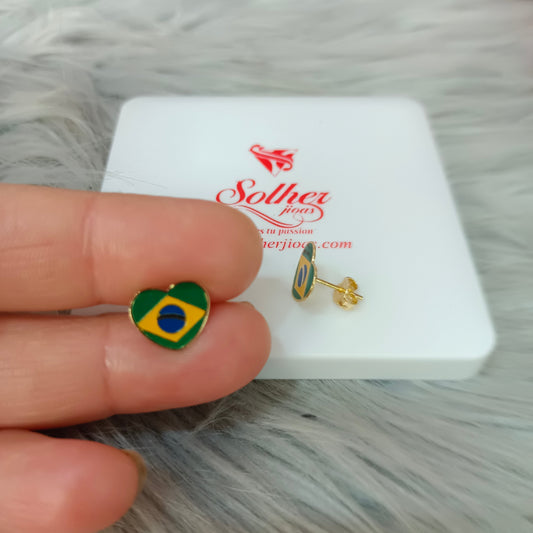 Pendientes corazón Brasil 🇧🇷 Gold.
