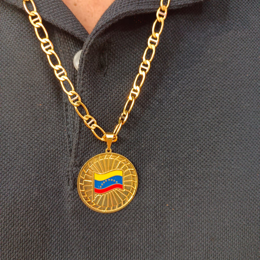 Cadena ⛓️ con Colgante Medalla 🏅 Venezuela 🇻🇪 T. L