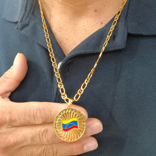 Cadena ⛓️ con Colgante Medalla 🏅 Venezuela 🇻🇪 T. L