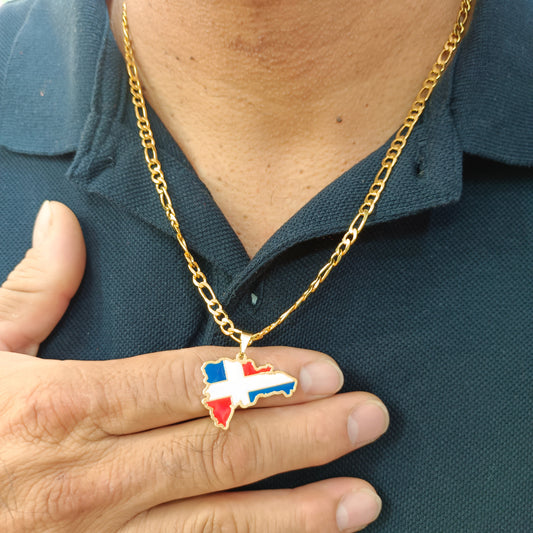 Cadena ⛓️ con Colgante Mapa Republica Dominicana 🇩🇴 T: L