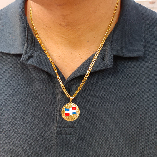 Cadena con Colgante Medalla República Dominicana 🇩🇴 T: M