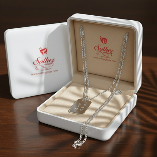 Cadena ⛓️ con Colgante Placa Rectangular T. S Silver.