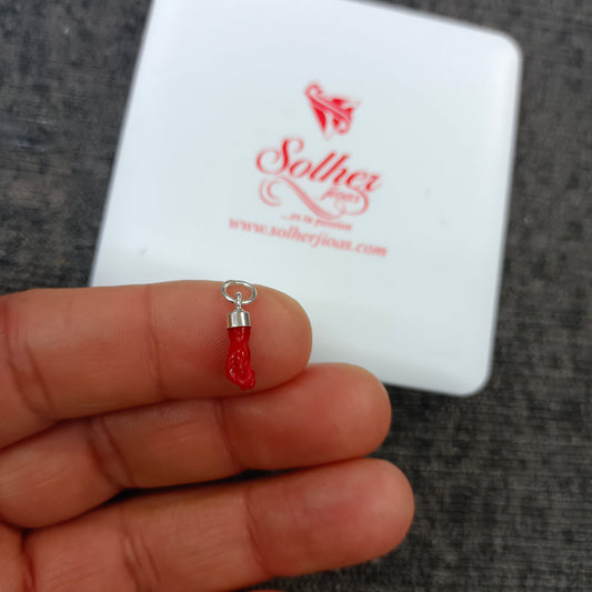 Colgante Manito T. XS  Coral Rojo Silver