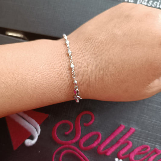 Pulsera  Con Mini Perlitas Plata.