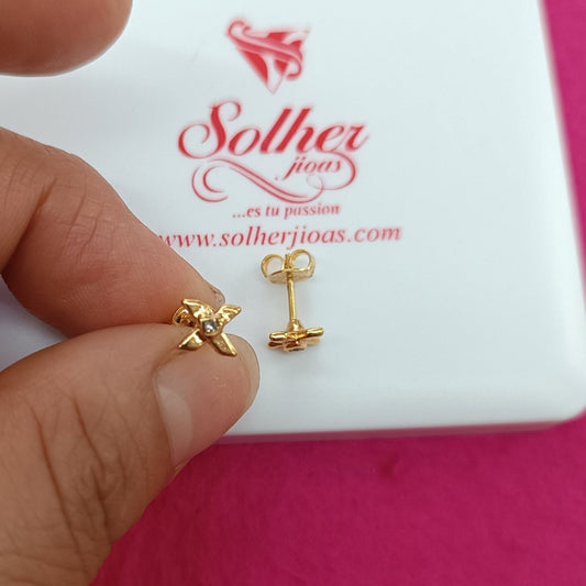 Pendiente Mini X con Mini Circón Gold.